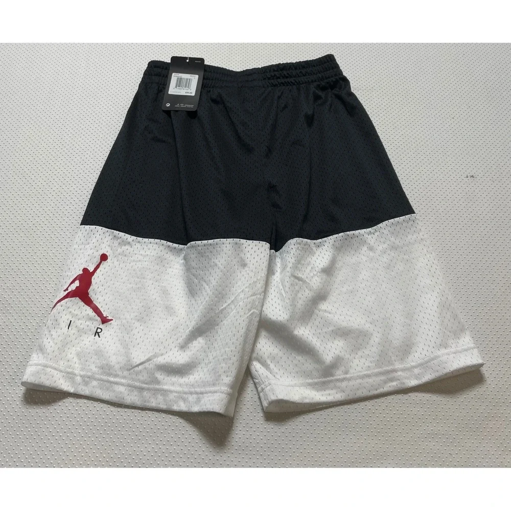 Jordan Mesh Basketball Shorts Athletic Black White‎ Jumpman Logo Boys L NWT